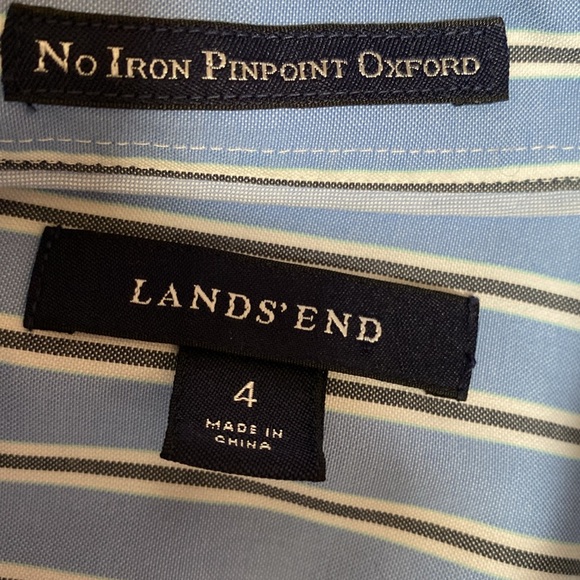 Womens Lands End Button Down. Chambray blue with black stripes. - Picture 2 of 6